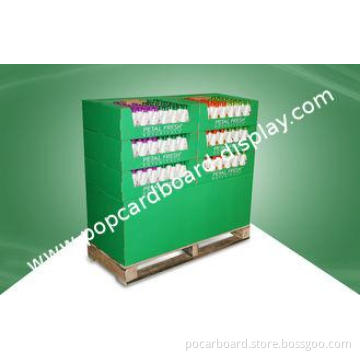 Green Cardboard Pallet Display for Skincare Products with 6